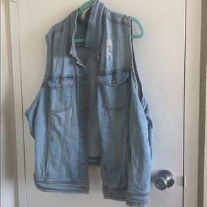 “Distressed” denim vest